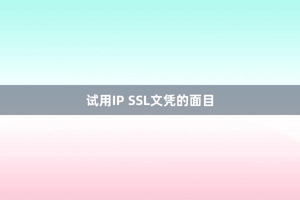 试用IP SSL文凭的面目