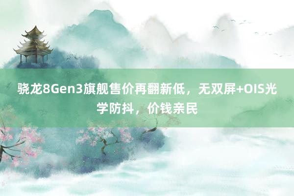 骁龙8Gen3旗舰售价再翻新低，无双屏+OIS光学防抖，价钱亲民