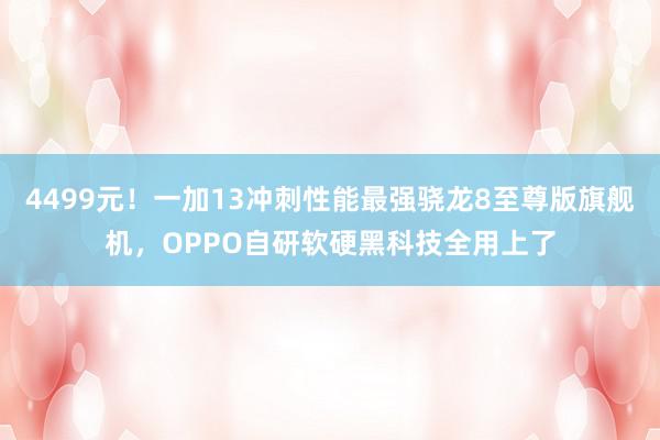 4499元！一加13冲刺性能最强骁龙8至尊版旗舰机，OPPO自研软硬黑科技全用上了