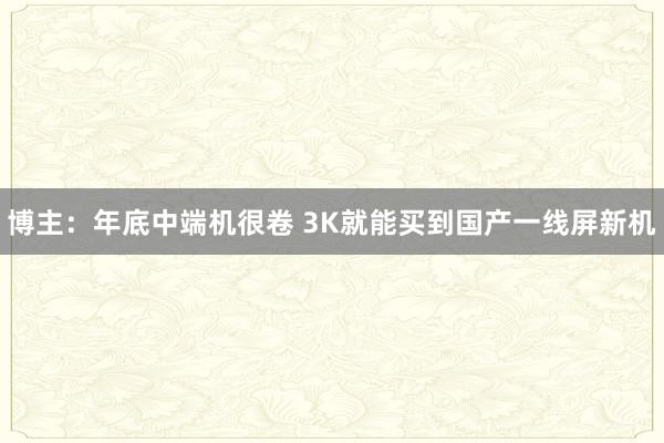 博主：年底中端机很卷 3K就能买到国产一线屏新机