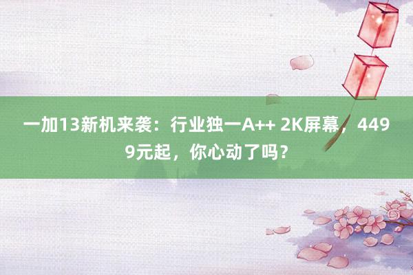 一加13新机来袭：行业独一A++ 2K屏幕，4499元起，你心动了吗？