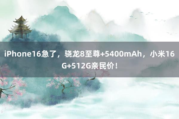 iPhone16急了，骁龙8至尊+5400mAh，小米16G+512G亲民价！