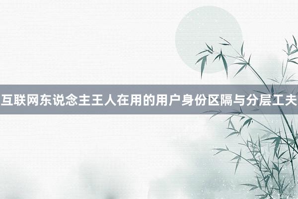 互联网东说念主王人在用的用户身份区隔与分层工夫