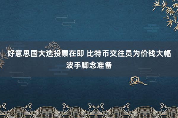 好意思国大选投票在即 比特币交往员为价钱大幅波手脚念准备