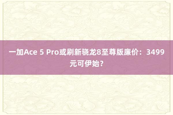 一加Ace 5 Pro或刷新骁龙8至尊版廉价：3499元可伊始？