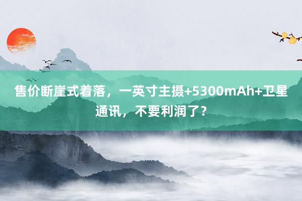 售价断崖式着落，一英寸主摄+5300mAh+卫星通讯，不要利润了？