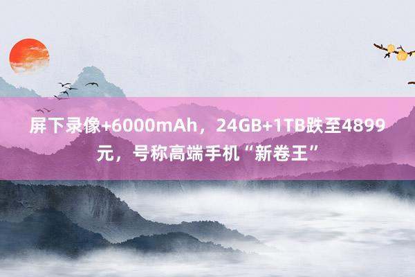 屏下录像+6000mAh，24GB+1TB跌至4899元，号称高端手机“新卷王”