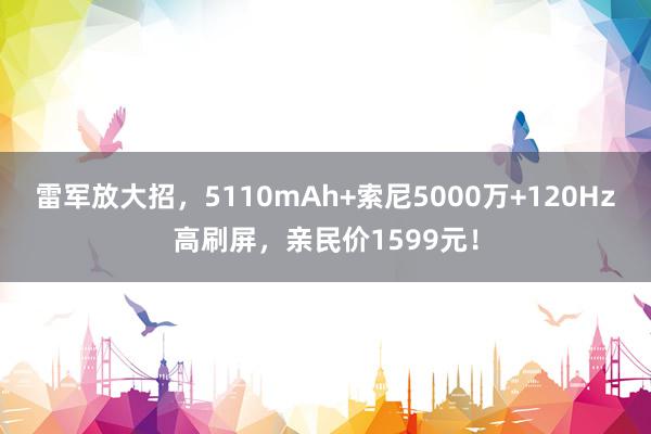 雷军放大招，5110mAh+索尼5000万+120Hz高刷屏，亲民价1599元！