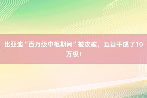 比亚迪“百万级中枢期间”被攻破，五菱干成了10万级！