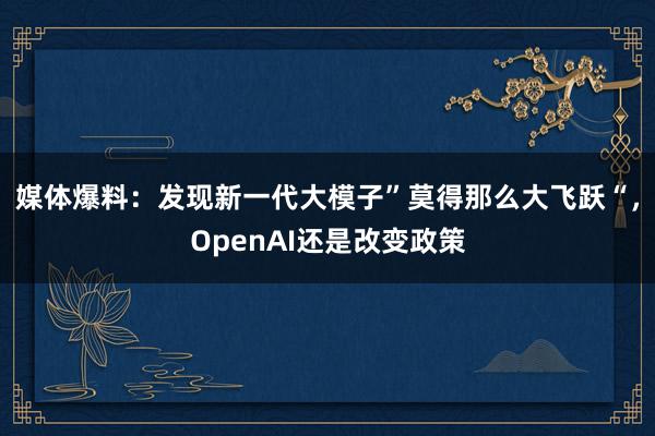 媒体爆料：发现新一代大模子”莫得那么大飞跃“，OpenAI还是改变政策