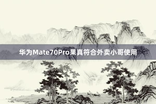 华为Mate70Pro果真符合外卖小哥使用