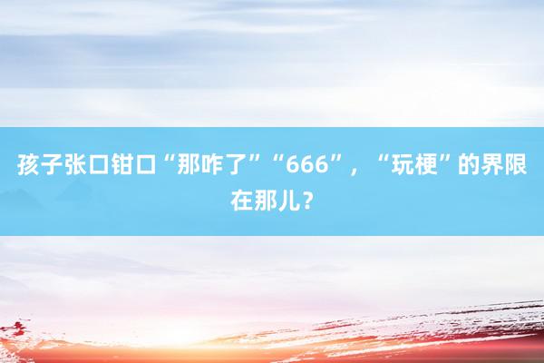 孩子张口钳口“那咋了”“666”，“玩梗”的界限在那儿？