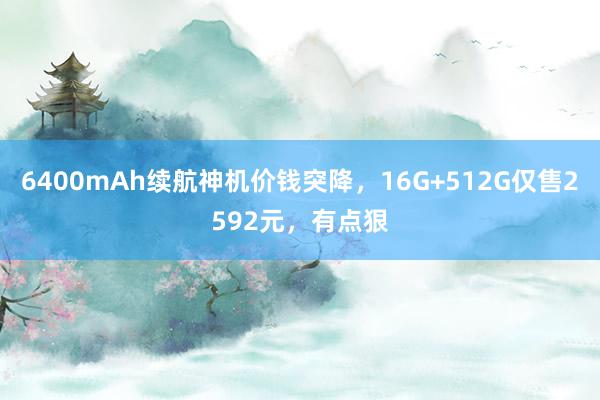 6400mAh续航神机价钱突降，16G+512G仅售2592元，有点狠