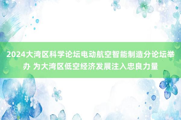 2024大湾区科学论坛电动航空智能制造分论坛举办 为大湾区低空经济发展注入忠良力量