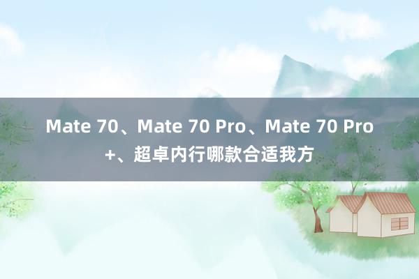 Mate 70、Mate 70 Pro、Mate 70 Pro+、超卓内行哪款合适我方