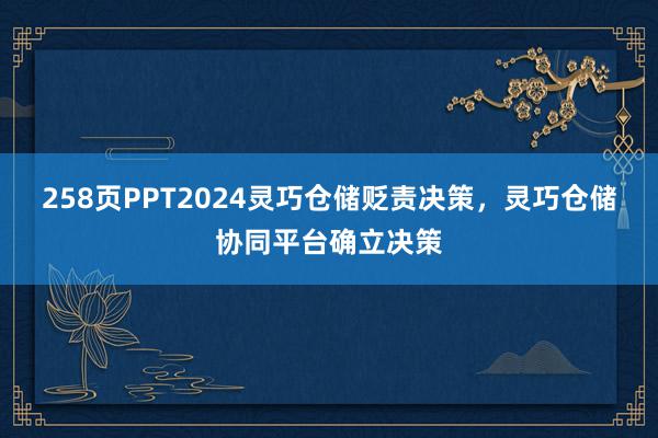 258页PPT2024灵巧仓储贬责决策，灵巧仓储协同平台确立决策