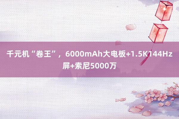 千元机“卷王”，6000mAh大电板+1.5K144Hz屏+索尼5000万