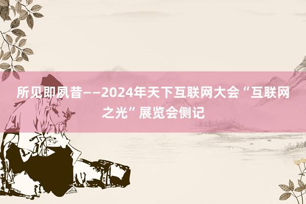 所见即夙昔——2024年天下互联网大会“互联网之光”展览会侧记