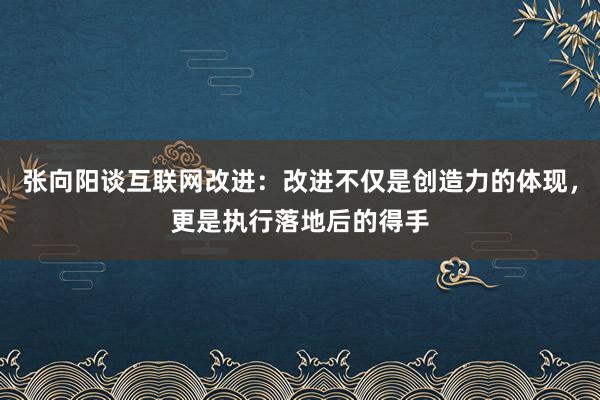 张向阳谈互联网改进：改进不仅是创造力的体现，更是执行落地后的得手