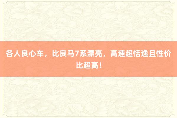 各人良心车，比良马7系漂亮，高速超恬逸且性价比超高！