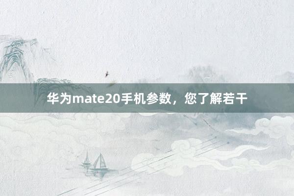 华为mate20手机参数，您了解若干