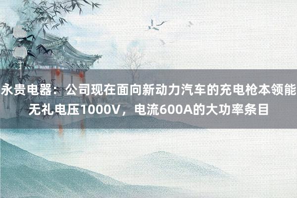 永贵电器：公司现在面向新动力汽车的充电枪本领能无礼电压1000V，电流600A的大功率条目