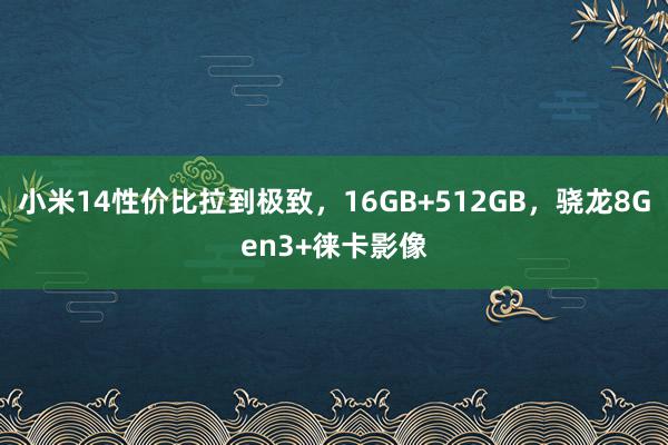 小米14性价比拉到极致，16GB+512GB，骁龙8Gen3+徕卡影像