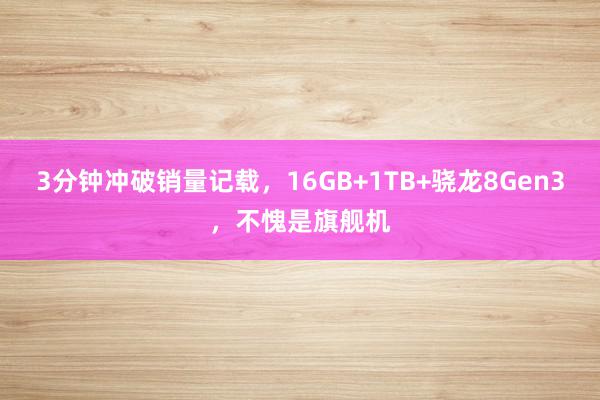 3分钟冲破销量记载，16GB+1TB+骁龙8Gen3，不愧是旗舰机