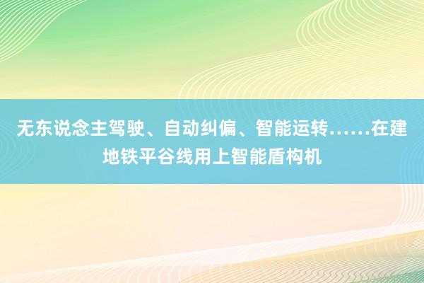 无东说念主驾驶、自动纠偏、智能运转……在建地铁平谷线用上智能盾构机