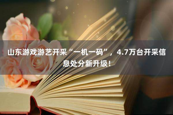 山东游戏游艺开采“一机一码”，4.7万台开采信息处分新升级！