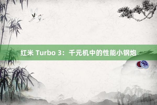 红米 Turbo 3：千元机中的性能小钢炮