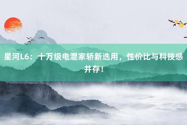 星河L6：十万级电混家轿新选用，性价比与科技感并存！