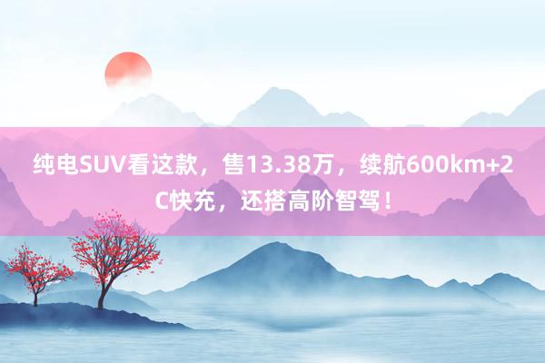 纯电SUV看这款，售13.38万，续航600km+2C快充，还搭高阶智驾！