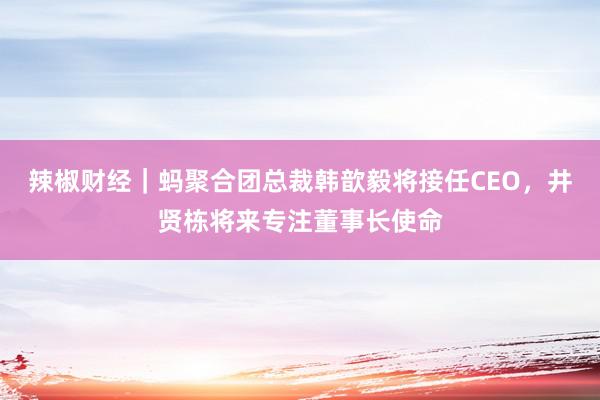 辣椒财经｜蚂聚合团总裁韩歆毅将接任CEO，井贤栋将来专注董事长使命