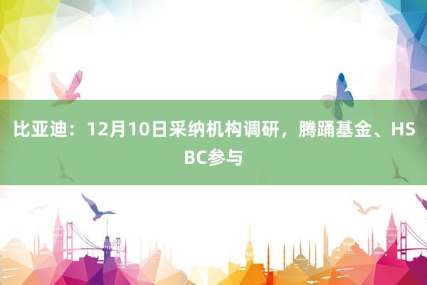 比亚迪：12月10日采纳机构调研，腾踊基金、HSBC参与