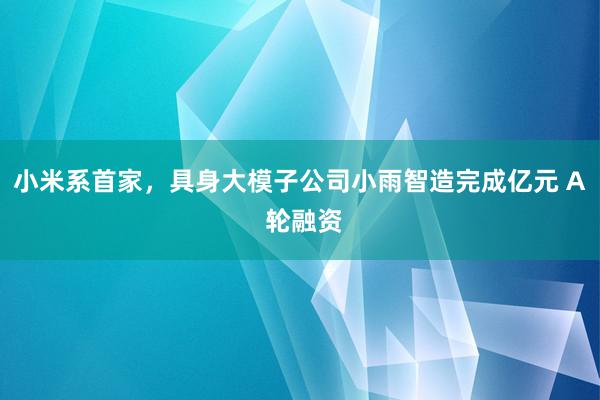 小米系首家，具身大模子公司小雨智造完成亿元 A 轮融资