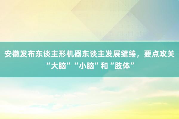 安徽发布东谈主形机器东谈主发展缱绻，要点攻关“大脑”“小脑”和“肢体”