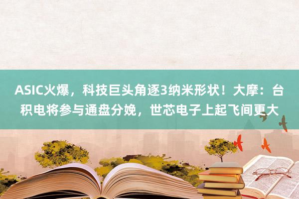 ASIC火爆，科技巨头角逐3纳米形状！大摩：台积电将参与通盘分娩，世芯电子上起飞间更大