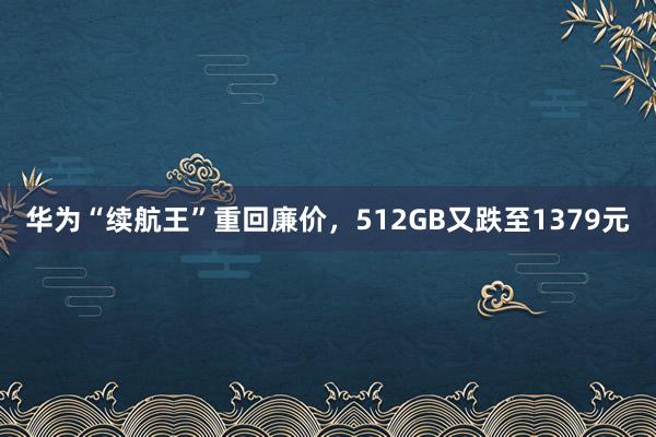 华为“续航王”重回廉价，512GB又跌至1379元