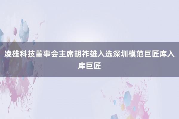 凌雄科技董事会主席胡祚雄入选深圳模范巨匠库入库巨匠