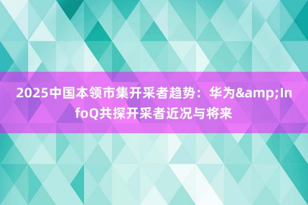 2025中国本领市集开采者趋势：华为&InfoQ共探开采者近况与将来