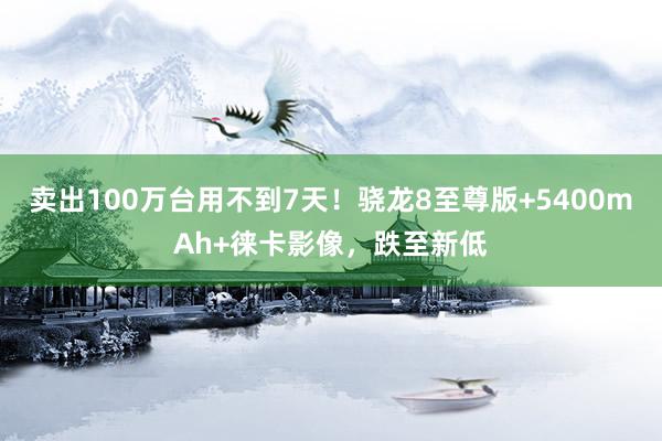 卖出100万台用不到7天！骁龙8至尊版+5400mAh+徕卡影像，跌至新低