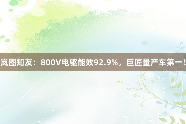 岚图知友：800V电驱能效92.9%，巨匠量产车第一！