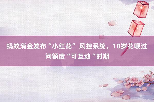 蚂蚁消金发布“小红花” 风控系统，10岁花呗过问额度“可互动“时期