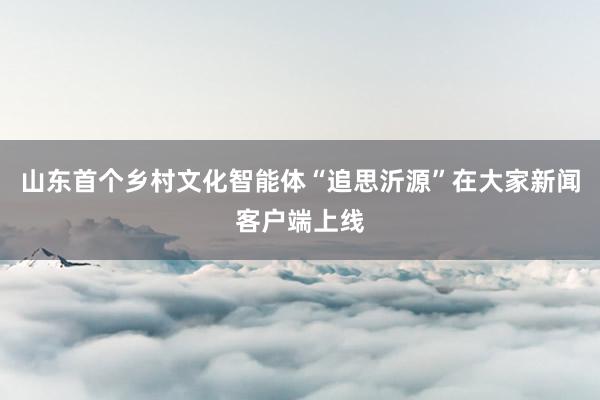 山东首个乡村文化智能体“追思沂源”在大家新闻客户端上线