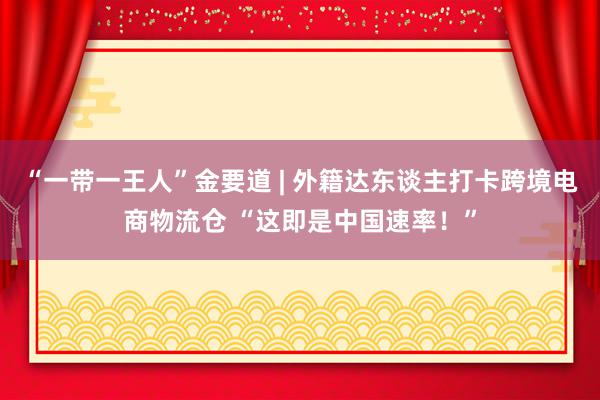 “一带一王人”金要道 | 外籍达东谈主打卡跨境电商物流仓 “这即是中国速率！”