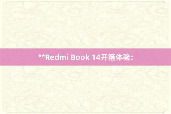 **Redmi Book 14开箱体验：