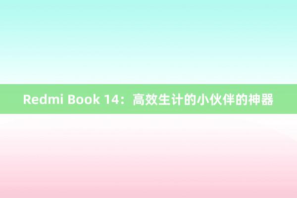 Redmi Book 14：高效生计的小伙伴的神器