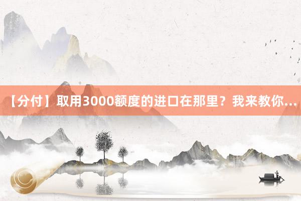 【分付】取用3000额度的进口在那里？我来教你...