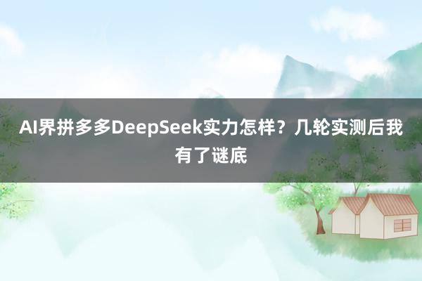 AI界拼多多DeepSeek实力怎样？几轮实测后我有了谜底